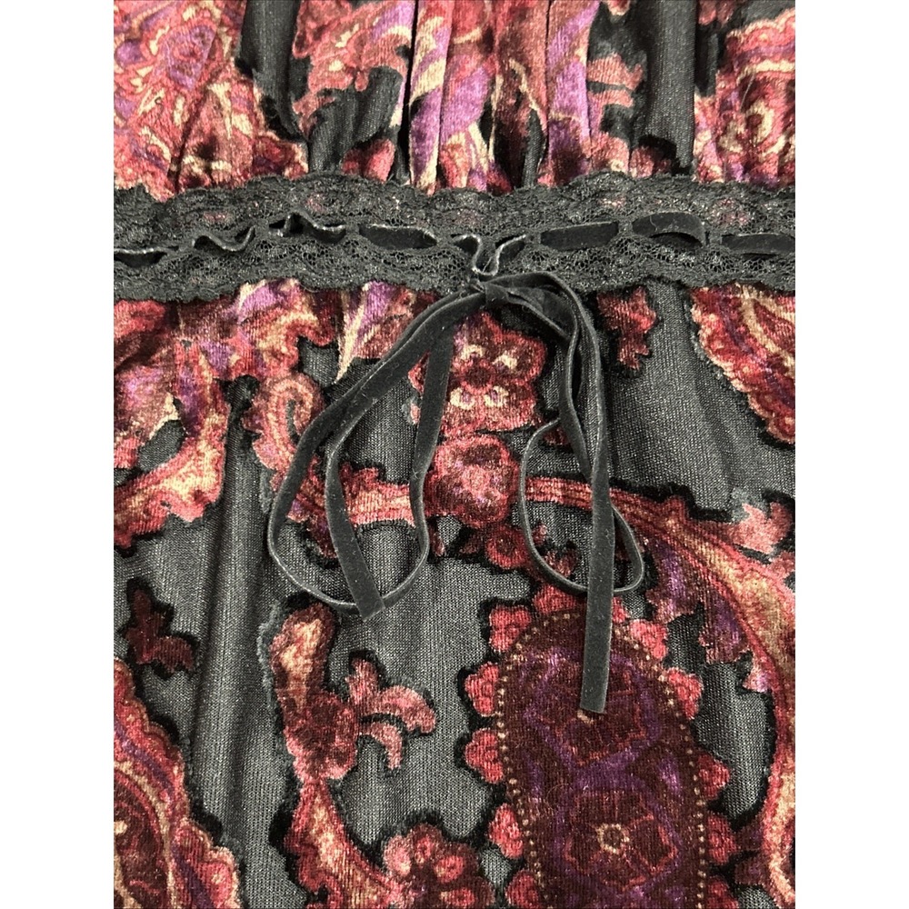 Y2K Candie's Paisley Velvet Bell Sleeve Boho Goth Peasant Top Size S - Picture 8 of 14